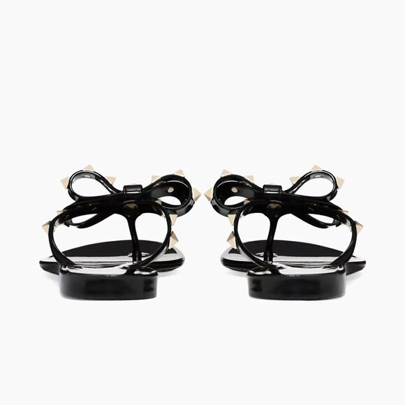Valentino Garavani Rubber Rockstud Thongs in Black Size 39 - Picture 3 of 10